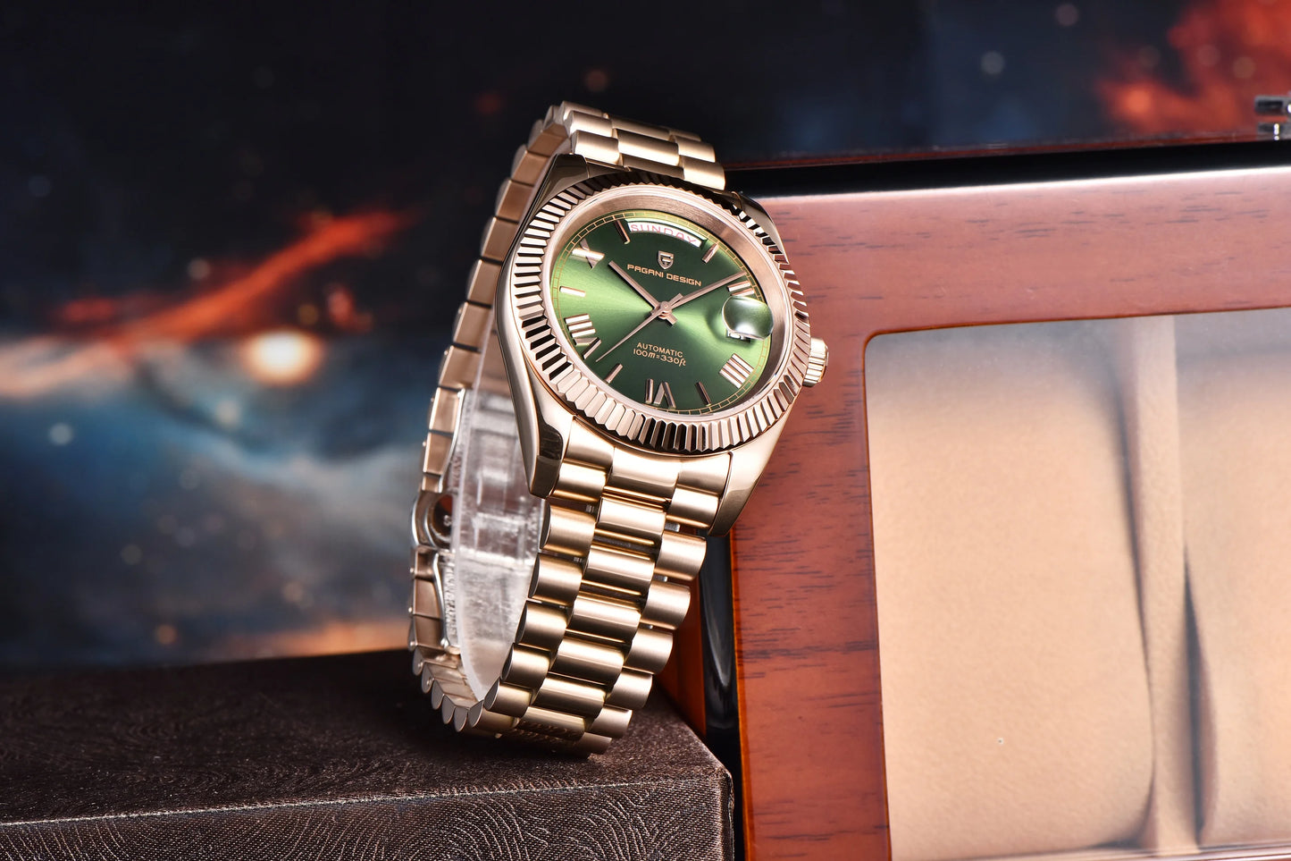 PAGANI DESIGN 2026 New Rose Gold Blue DD40 Luxury Automatic Watch Men Mechanical Wristwatch Mens Sapphire glass Waterproof Watch