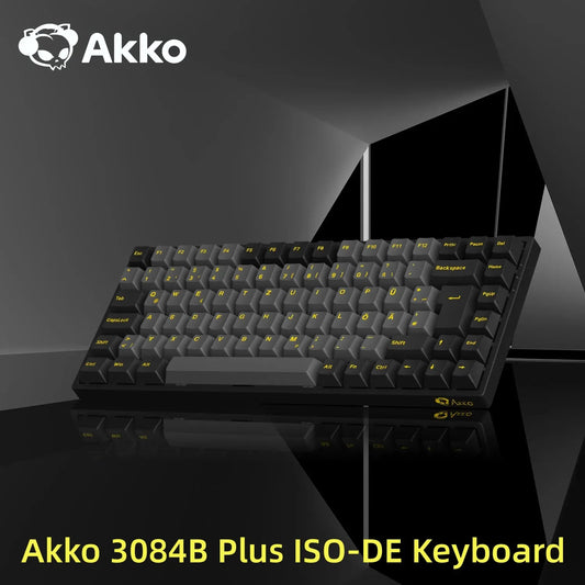 Akko 3084B Plus Black & Gold 75% ISO-DE Layout Mechanical Gaming Keyboard Hot-swapple Multi-Modes 2.4GHz /USB Type-C/BT 5.0