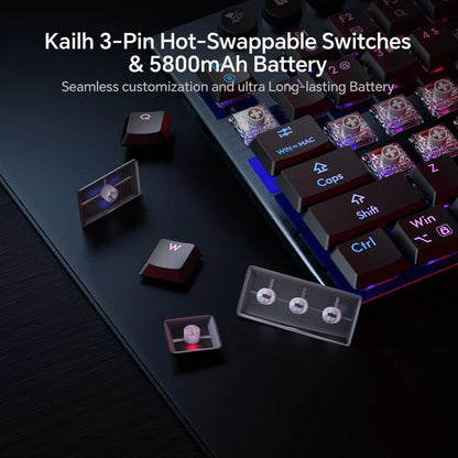 HEXGEARS A3 Mechanical Keyboard Kailh Switch Bluetooth/2.4G/Type-C Wired Connection 87 Key RGB Hot Swap Wireless Gaming Keyboard