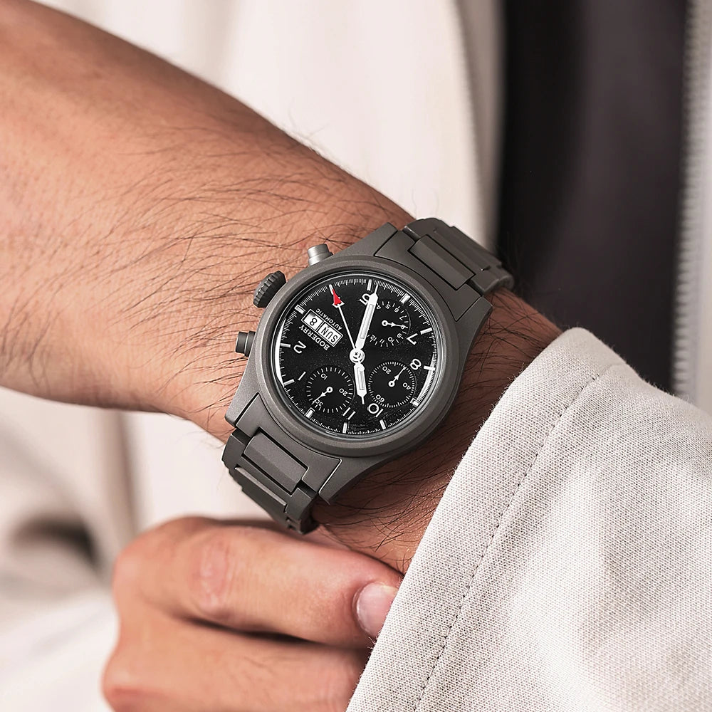 Boderry Chronograph Watch LANDMASTER Titanium Automatic mechanical Field Watches Outdoor Sport Waterproof Dive Wristwatch Men
