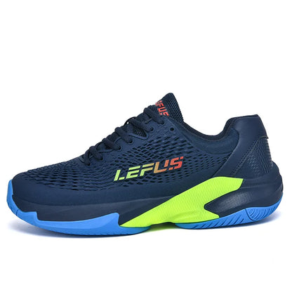 Men's and Women's Large Sizes Breathable Tennis Shoes Blue and Gray Gym Walking Badminton Sneakers