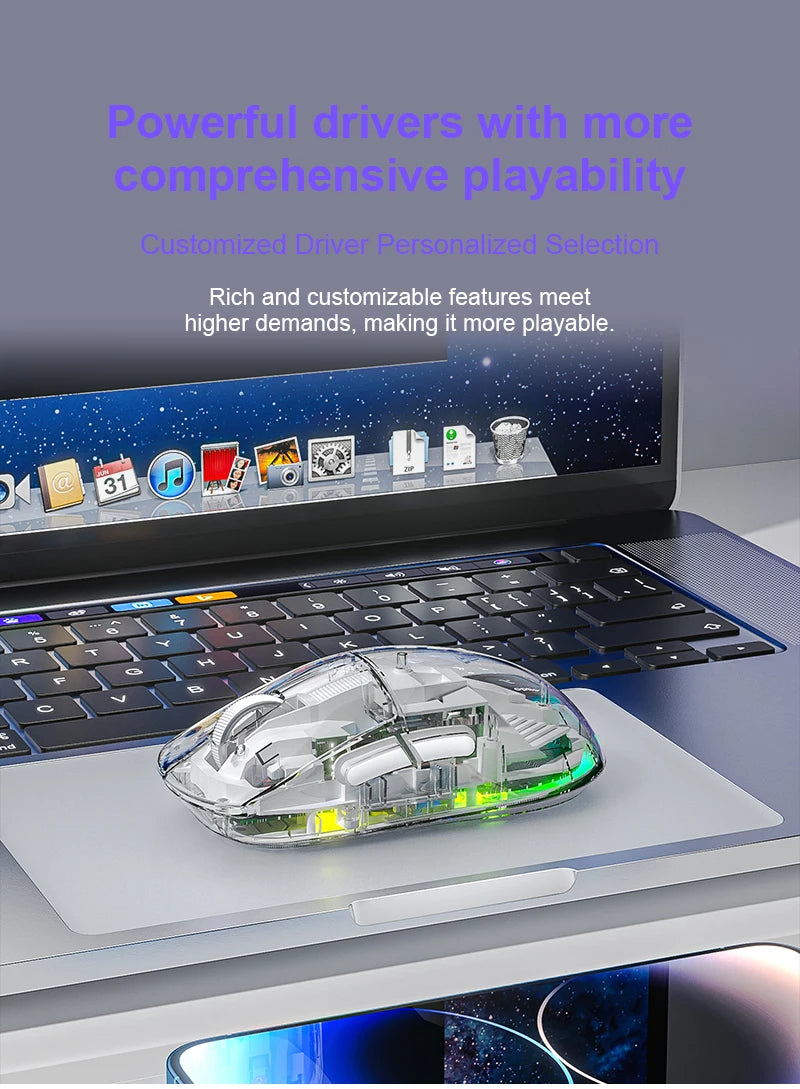 AULA SC660 Wireless Bluetooth Mouse E-sports Mouse Three-Mode Connection Lightweight Mouse Type-C Charging Game Office Girls Boys