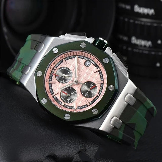 Men's Chronograph Sport Watch Date Display Luxury Chronograph Wristwatch Sport & Business Casual Watch with Rubber Strap