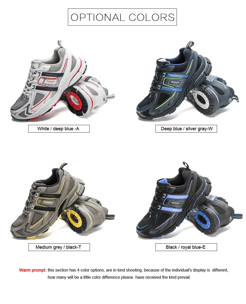 BONA 2023 New Designers Light Running Jogging Mesh Shoes Breathable Comfortable Men Sneaker Casual Outdoor Sport shoes Man Mesh