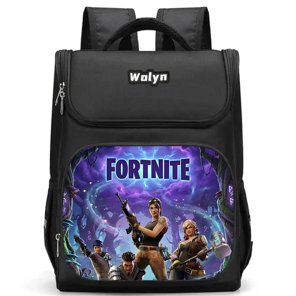 School Backpack With Multi Compartment ,Large Cartoon Fortnite School Bags For Boys & Girls,Durable Child Backpack For Aged 5-10