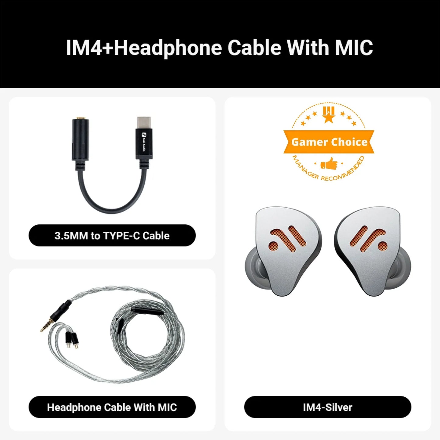 Fosi Audio IM4 HiFi Wired Earphones Open-Back Dynamic Driver IEM Headphones for Music Monitoring, Gaming & Professional Audio
