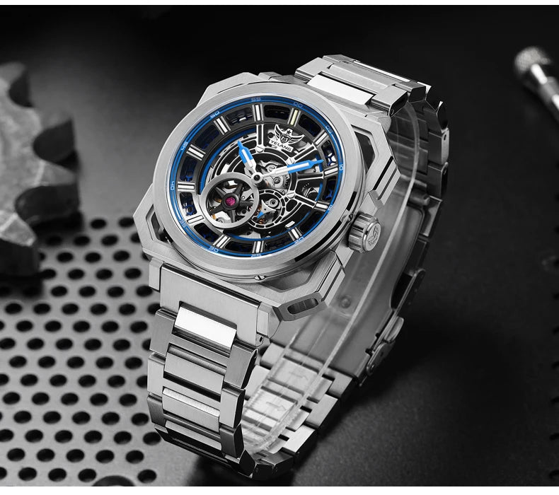 Yelang V1216 Men Watch Luxury Brand Watch 42mm Hollow Dial Japan MIYOTA 8N40 Automatic Movement 100M Waterproof Watch Luminous
