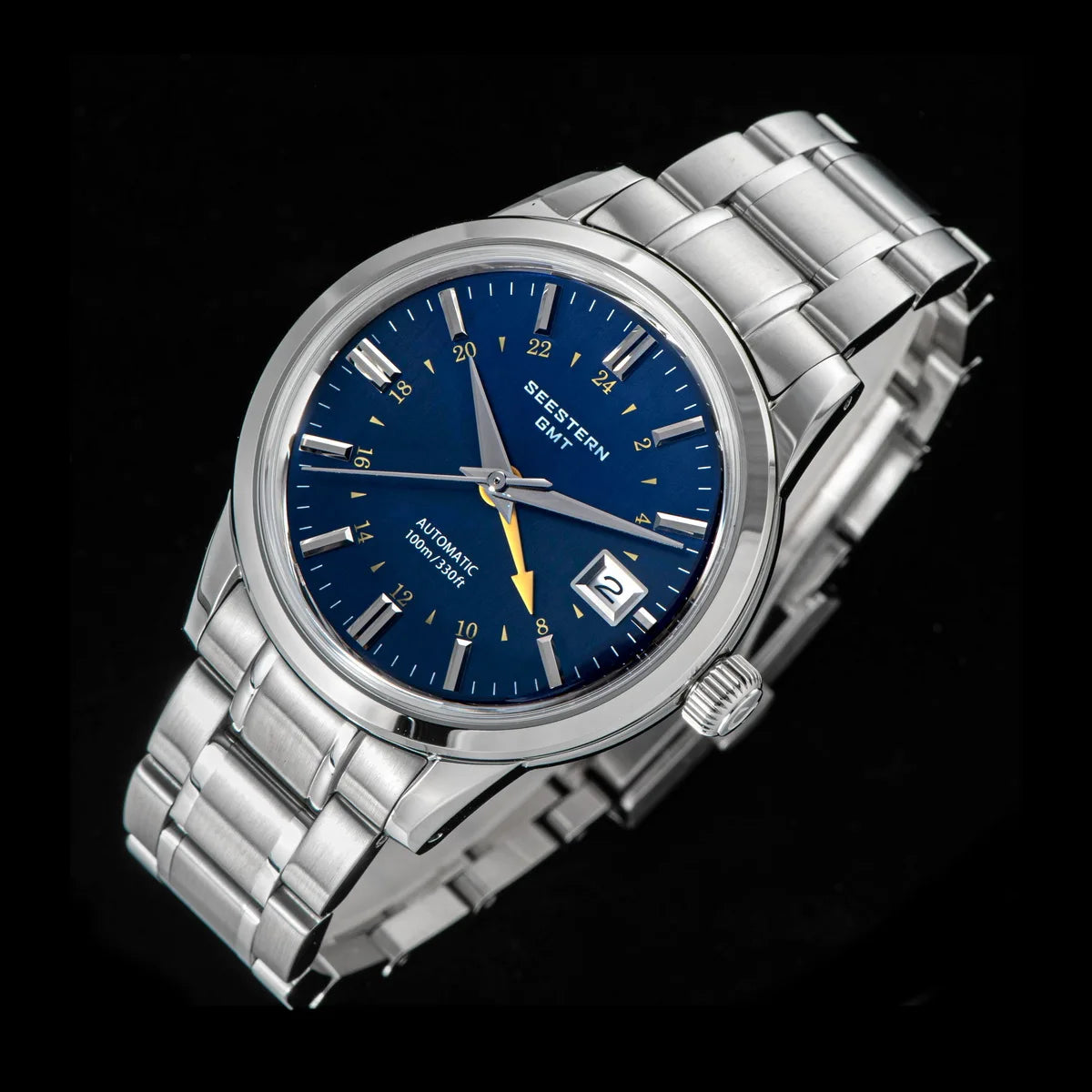 SEESTERN Men's Automatic Mechanical Wristwatch NH34 GMT Movement 10bar Waterproof Domed Sapphire Crystal Watch Limited S446 New