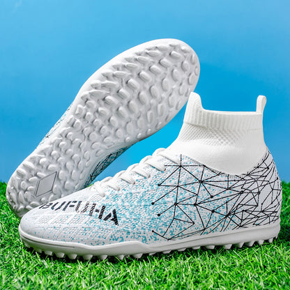 TF Soccer Shoes For Kids Youth PU Fabric Upper Rubber Sole Wear-resistant Non-slip Training Football Boots