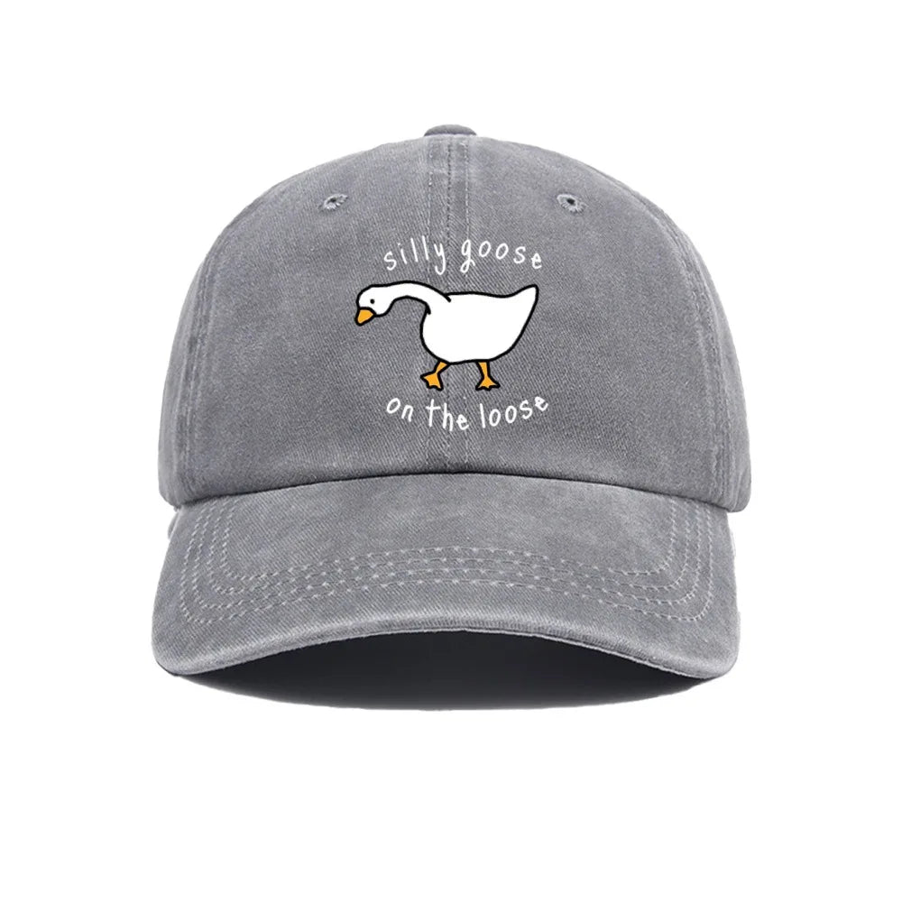 Big Goose Printed Baseball Hat for Men and Women, Small Fresh Soft Top Duck Tongue Hat, Sunshade Hat, Outdoor Sunscreen