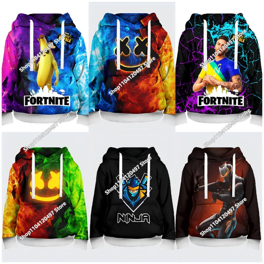2025 Neuer Fortnite 3D-Print-Unisex-Hoodie, lässige Jacke, Gaming-Zubehör, Cosplay-Kinderkleidung, Geschenk