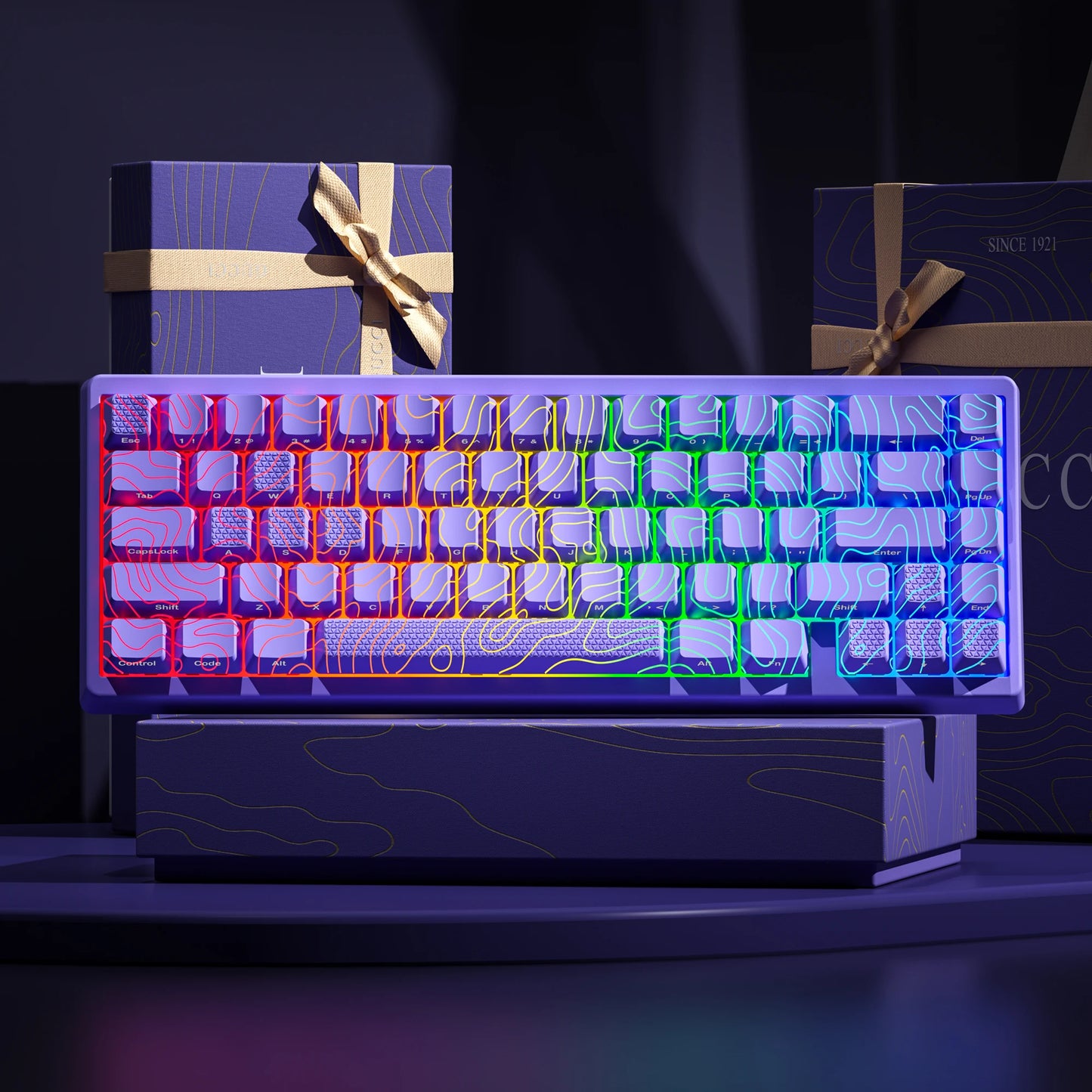 XVX Wireless Mechanical Keyboard M67 JadeStone With IMD-Tech Keycaps Tri-Mode Topographic White Gamer Keyboard Gasket Design