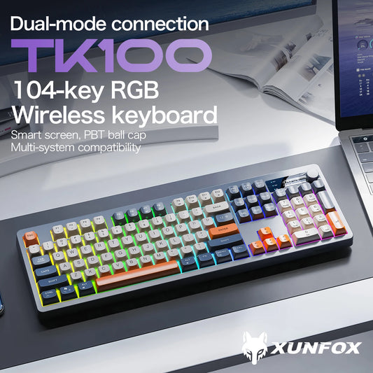 XUNFOX  TK100 wireless 2.4 keyboard Bluetooth dual-mode game silent office notebook universal keyboard