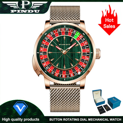 2025 NEW PINDU design Rotating dial Mechanical Watch Men Japan NH35 Movement Sapphire Waterproof TOP-luxurious Automatic watch