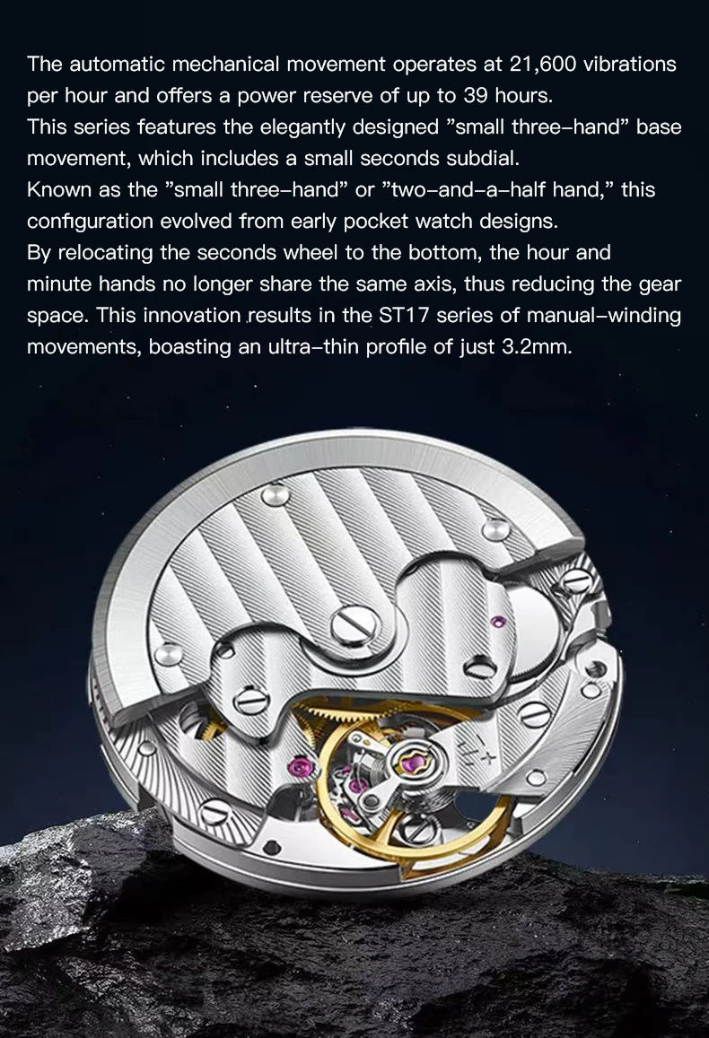 New 2026 Specht & Söhne 1921 Men's Automatic Mechanical Wristwatch Rose Gold Sapphire Crystal Genuine Leather Relogio Masculino