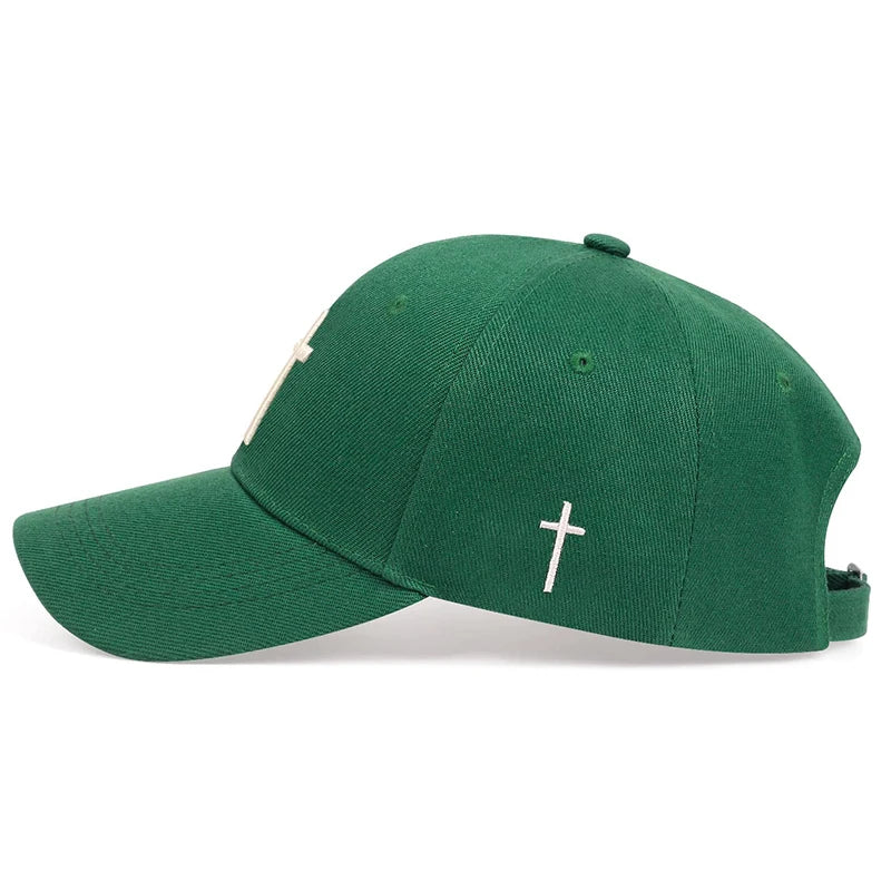 Unisex Cross Embroidery Baseball Caps Outdoor Adjustable Spring and Autumn Casual Sunscreen Hat