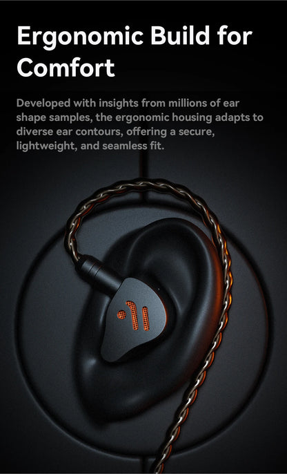 Fosi Audio IM4 HiFi Wired Earphones Open-Back Dynamic Driver IEM Headphones for Music Monitoring, Gaming & Professional Audio