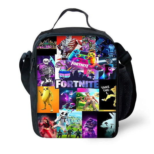 Isolierte Kinder-Thermotasche mit großem Fassungsvermögen für Jungen, Hot Game F-FortniteS, Mädchen, Schüler, Outdoor-Picknick, wiederverwendbare Kühltasche für das Mittagessen