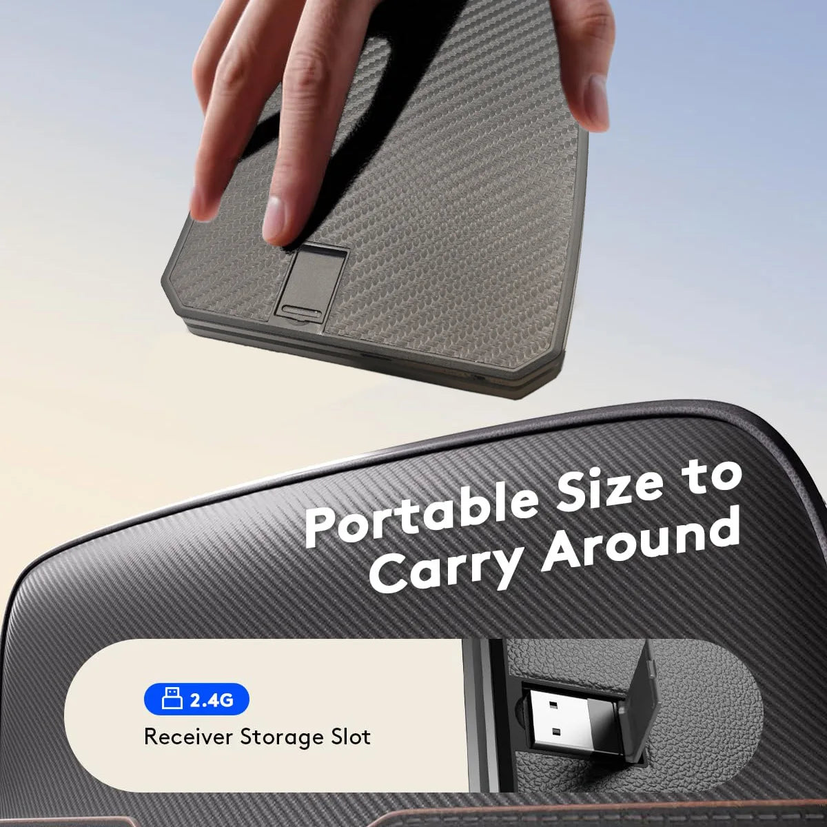 Ergonomic Foldable Bluetooth Keyboard, Split Compact Portable Keyboard for Business Travel, Folding Rechargeable Wireless Keyboard