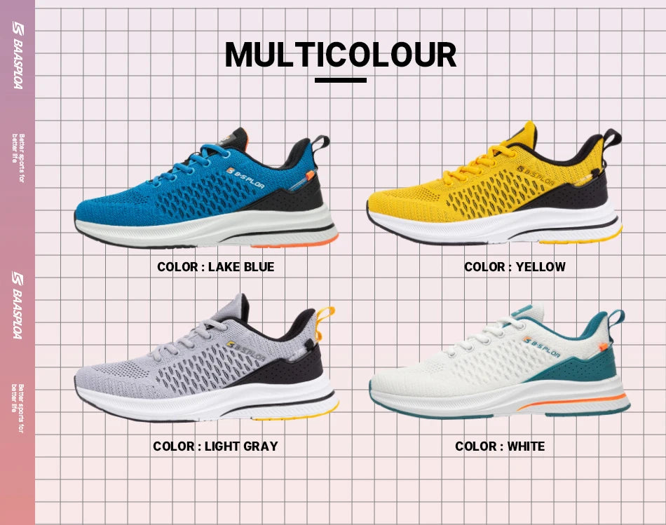 Baasploa Leichte Laufschuhe für Herren – Bequeme Designer-Mesh-Freizeitsneaker für Herren mit Schnürung – Outdoor-Sport- und Tennisschuhe für Herren