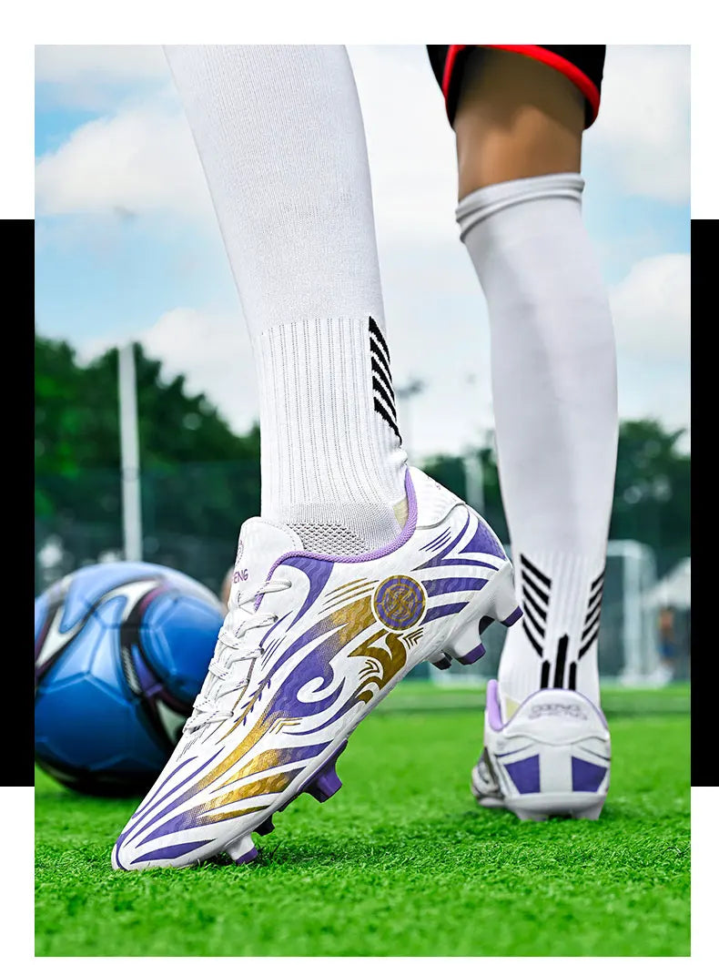 Scarpe da calcio originali da uomo, scarpe da allenamento, scarpe da calcio per bambini antiscivolo da esterno con tacchetti lunghi, scarpe da futsal da uomo, taglie 32-45