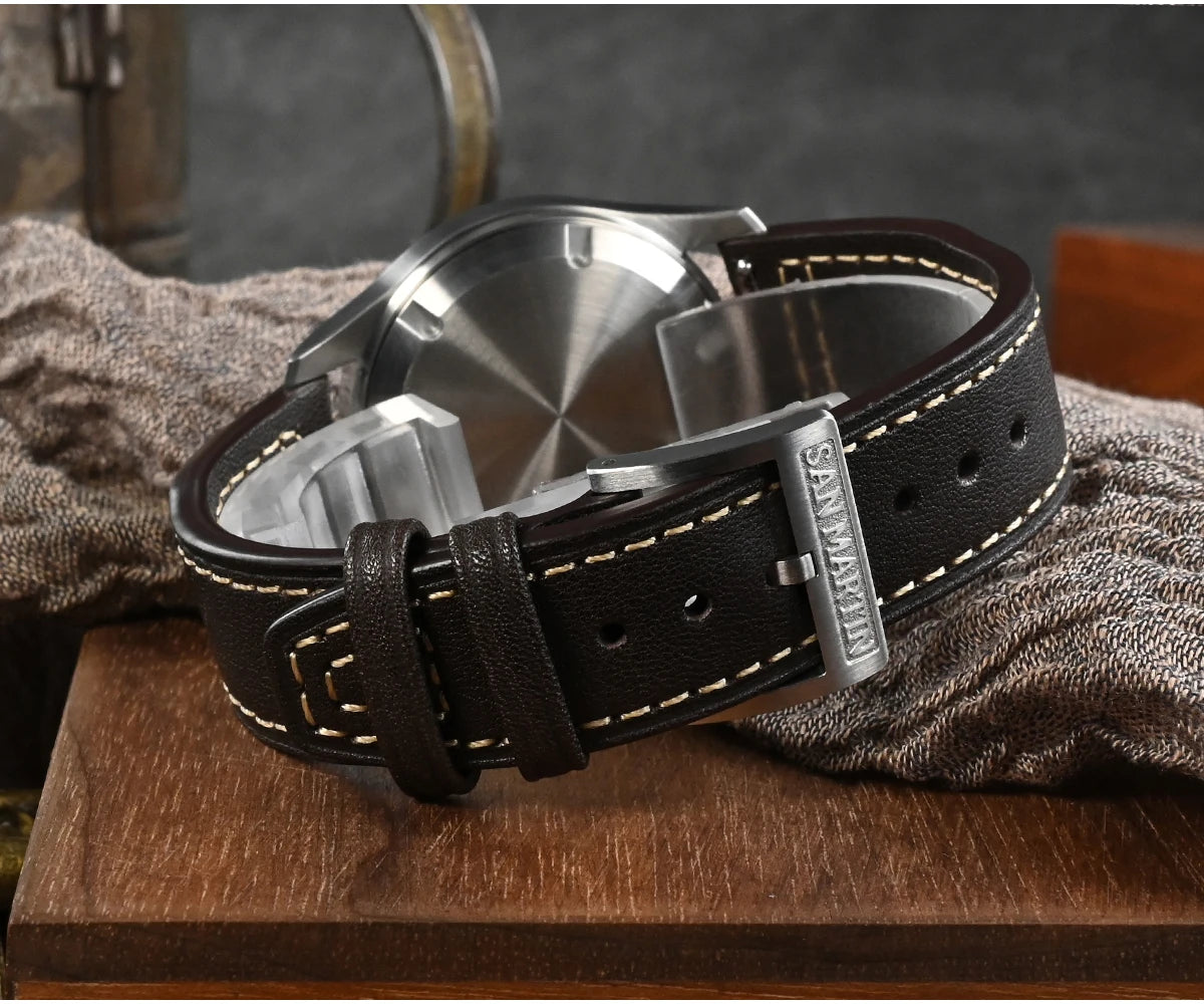 San Martin Men Pilot Watch 37mm Miyota 8215 Fashion Simple Style Military Automatic Mechanical Watches 100m Waterproof BGW-9
