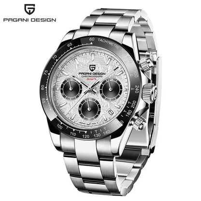 PAGANI DESIGN V2 40MM Relógio masculino de quartzo com mostrador meteorito, safira, cronógrafo retro, impermeável para homem