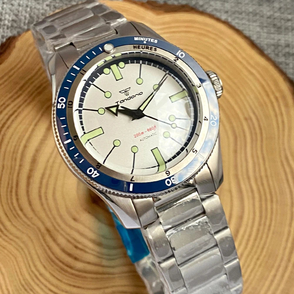 Pilot Watch 200M Water Resistant Mechanical Wristwatch NH35A PT5000 Miyota 8215 Domed Sapphire Glass 120 clicks Bezel Steel Band