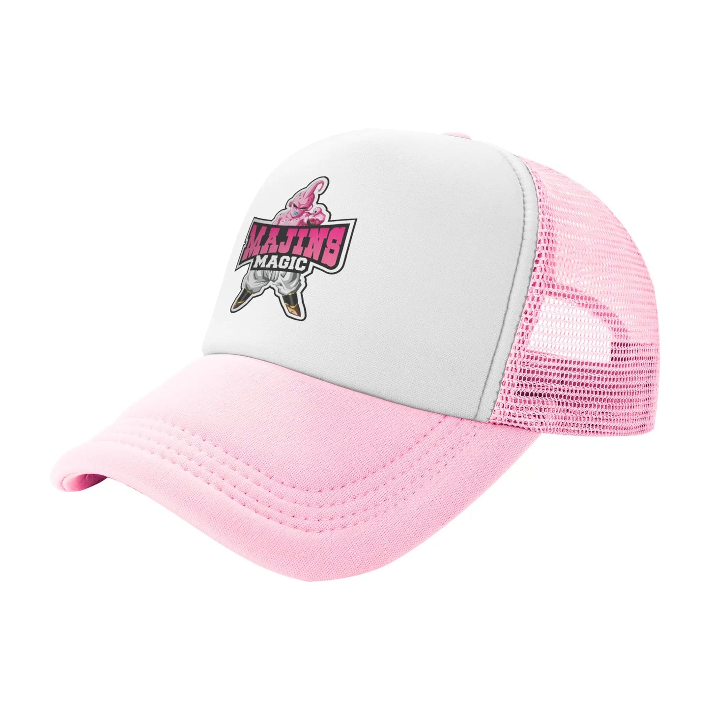 Dragon Ball  Kid Buu Trucker Cap Unisex  Hats Sun Caps Trucker Cap Adjustable Polyester Mesh Baseball Cap Summer