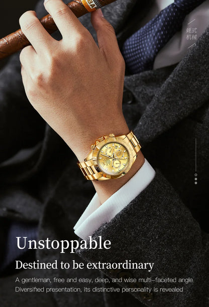 OLEVS 6638 Original Brand Classic Man Watch Luxury Automatic Mechanical Wrist Watches for Men Chronograph Waterproof Men's Watch