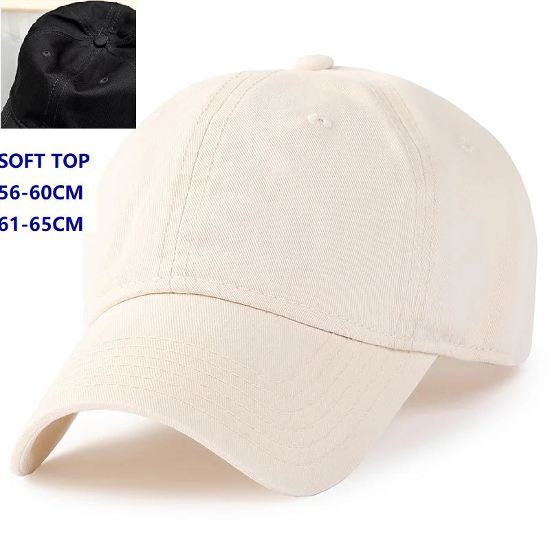 Big Head Plus Size Baseball Cap 100% Cotton Fits Men Women Adjustable Dad Hat Oversize 58-60cm 61-65cm