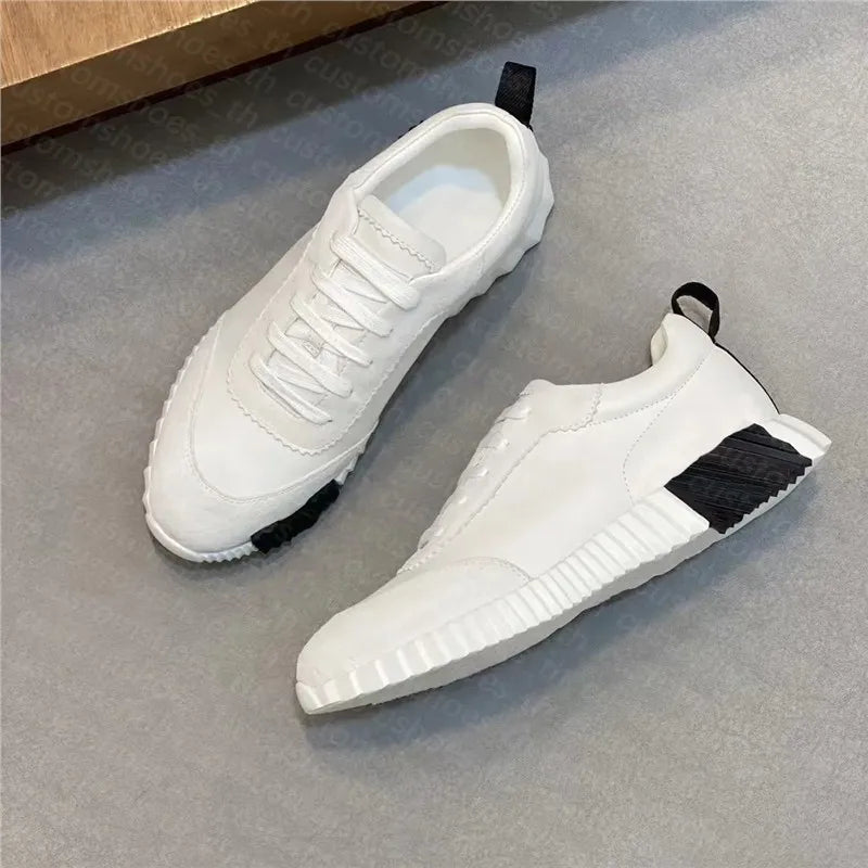 26SS Men's Casual Leather Running Shoes Breathable Low-Top Sneakers Black Comfortable Anti-Odor Rubber Sole All-Season Wear