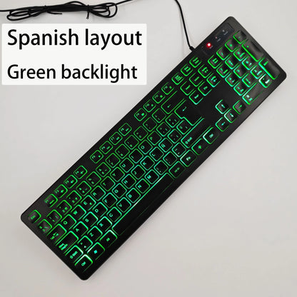 Spanish/French (AZERT)/Russian/Arabic/German keyboard layout Backlit wired Desktop Gaming Keyboard For Desktop Computer office