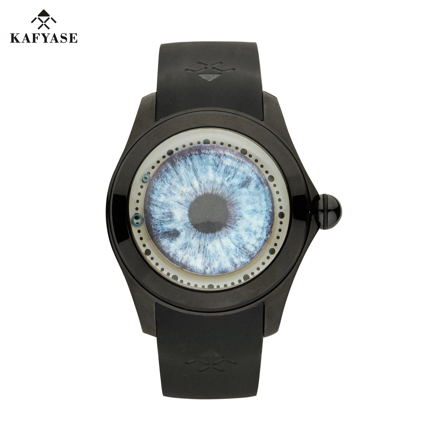 KAFYASE Fashion Earth  Bubble Rubber Automatic Watches Luxury Men 46mm Mechanical Wristwatches Art Eye Ball Dial Classic Watch