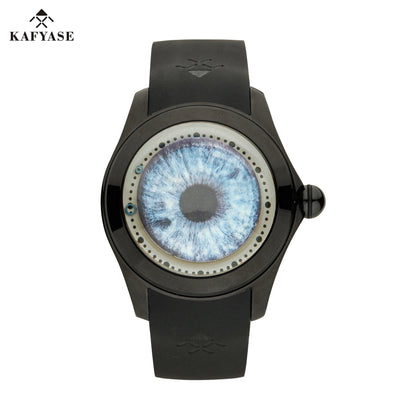 KAFYASE Fashion Earth  Bubble Rubber Automatic Watches Luxury Men 46mm Mechanical Wristwatches Art Eye Ball Dial Classic Watch