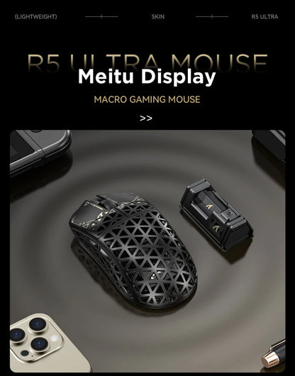 Rato Gaming Sem Fios ATTACK SHARK R5 Ultra Carbon Fiber, Sensor Gaming PixArt PAW3950MAX, 42000DPI, 8000Hz, MCU Nordic 52840