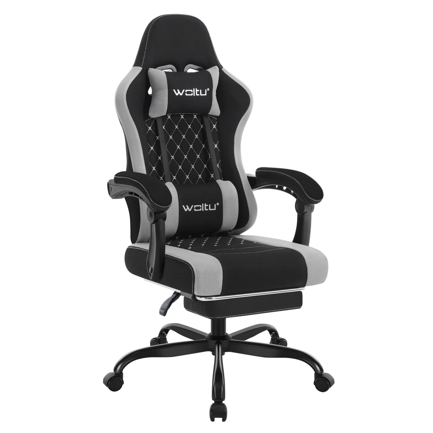WOLTU Massage Gaming Chair Ergonomic Swivel Computer Chair with Pillow & Footrest Adjustable Headrest Lumbar Support Gamer Chair