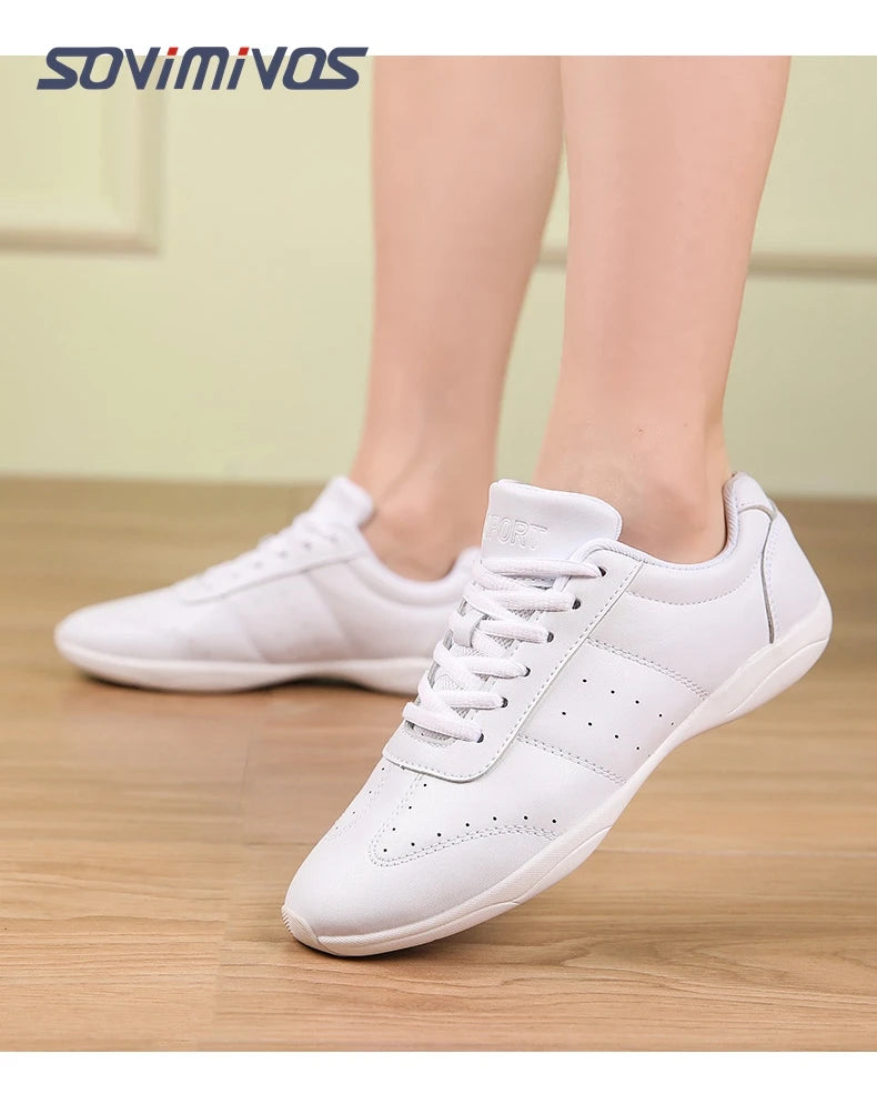 Zapatillas de baile para mujer, zapatillas deportivas planas y ligeras, zapatillas de gimnasia aeróbica de competición, zapatillas deportivas para fitness, zapatillas de baile blancas.