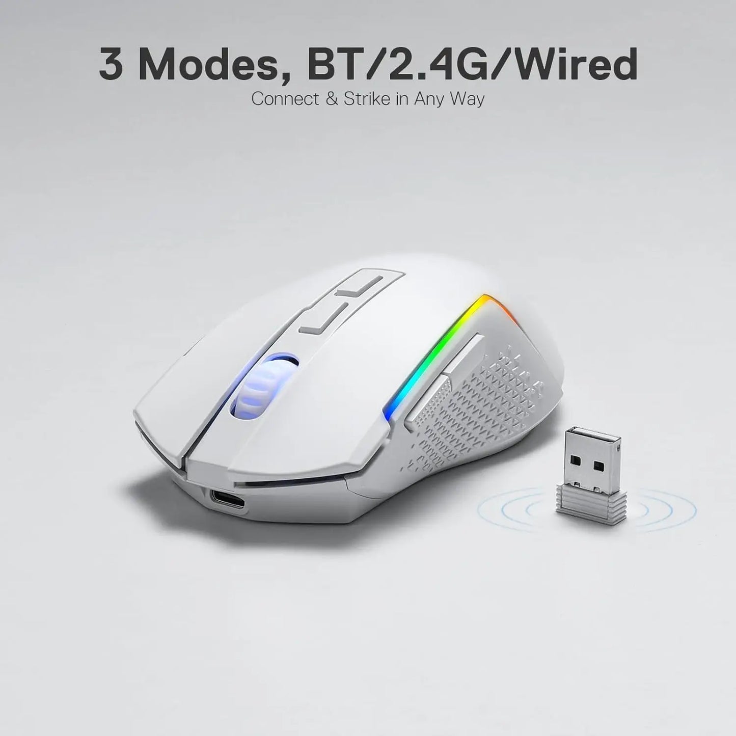 Redragon M693 ασύρματο/ενσύρματο BT & 2.4G Bluetooth gaming ποντίκι 8000 DPI με σύνδεση 3 λειτουργιών και οπίσθιο φωτισμό RGB για PC/Mac/Laptop