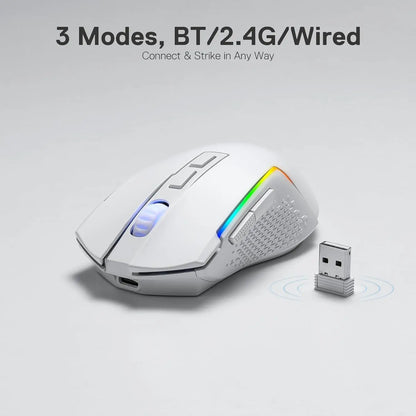 Redragon M693 ασύρματο/ενσύρματο BT & 2.4G Bluetooth gaming ποντίκι 8000 DPI με σύνδεση 3 λειτουργιών και οπίσθιο φωτισμό RGB για PC/Mac/Laptop