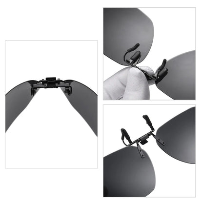 Clip On Flip Up Glasses Polarized Photochromic Sunglasses Lens Anti Glare UV400 Goggles Night Vision Yellow Driving Eyepiece