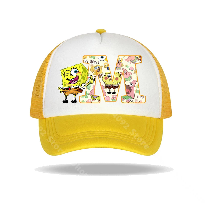 Casquette de baseball Bob l'éponge pour enfants et adultes, imprimé lettres, chapeaux de soleil, anime, dessin animé, casquettes à visière réglable, chapeau décontracté d'été, nouveauté