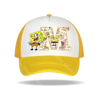 Casquette de baseball Bob l'éponge pour enfants et adultes, imprimé lettres, chapeaux de soleil, anime, dessin animé, casquettes à visière réglable, chapeau décontracté d'été, nouveauté