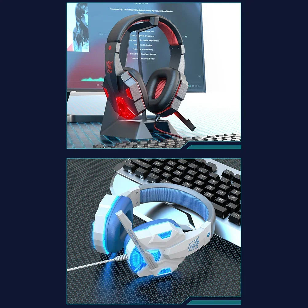 Creative Wired Gaming Headset with Microphone – LED Light Bass Stereo Gaming Headphones for PC, PS4, PS5, Xbox – High Quality Gaming Headset