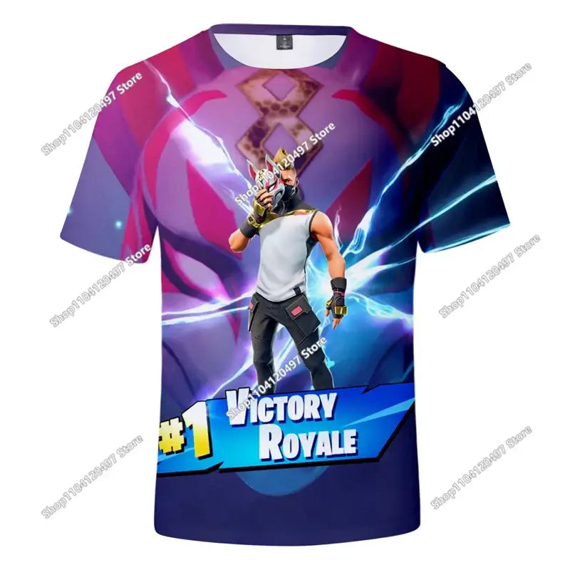 Battle Royale 3D Fortnite T-shirt Tees Men and Women Boys Girls Victory Cartoon Tops Teen Clothes Kids Hero Game Tees Tops