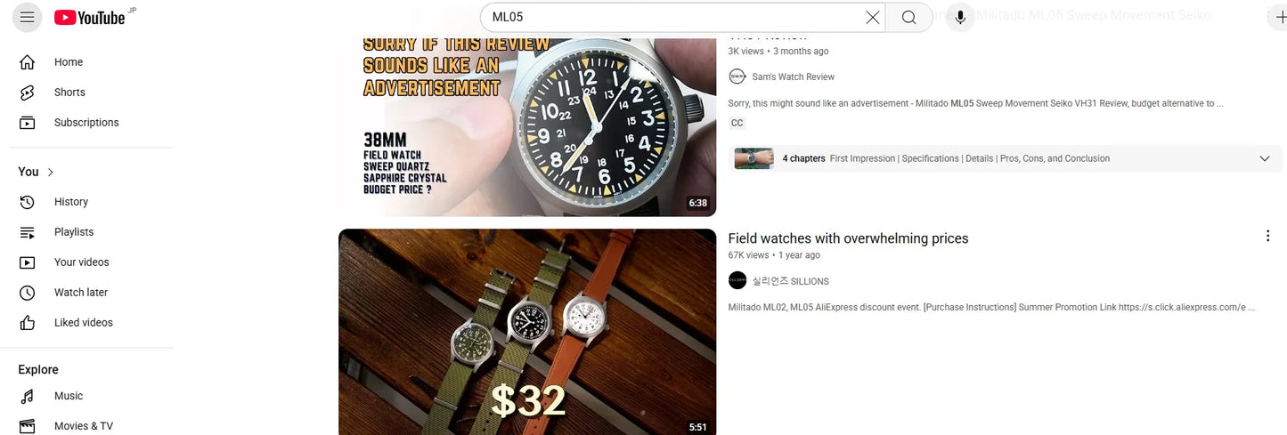 Militado ML05 38mm Military Field Watch VH31 Sweep Quartz Movement Domed Sapphire Crystal Waterproof 100M Super Luminous Watches