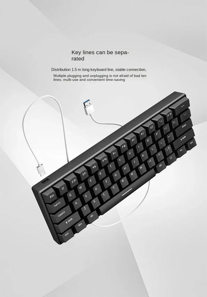 Mechanical Keyboard Gamer Keyboards Mini USB 61-Key Computer 60% Kit Upgrade Wired Ergonomic Semi-Mechanical White Teclado PC
