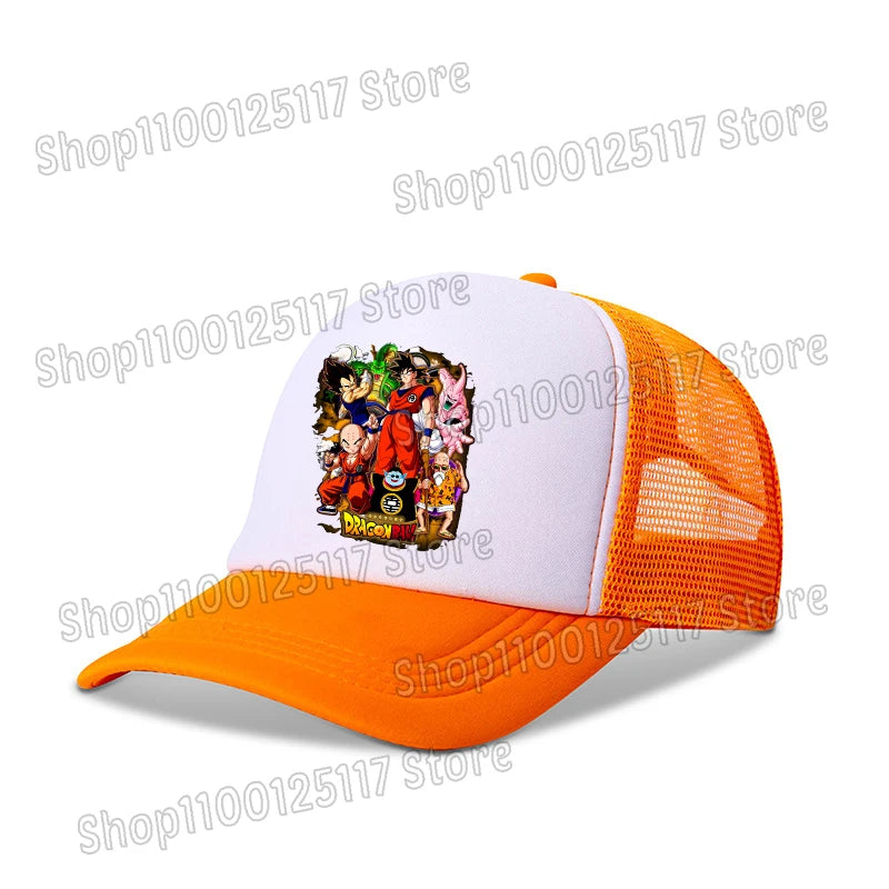 Dragon Ball Baseballkappe, Anime-Bedruckte Kappen, atmungsaktive Schirmmütze, Cartoon, Goku, Sommersport, Snapback, Mesh-Sonnenhut, Geschenk für Kinder