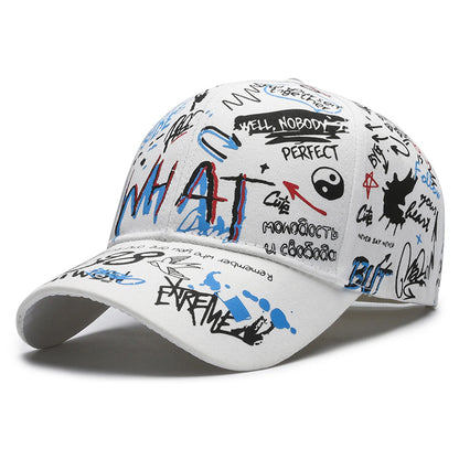 Graffiti Print Baseball Cap Adjustable Sun Protection Breathable Hat for Outdoor Activities Fishing Camping