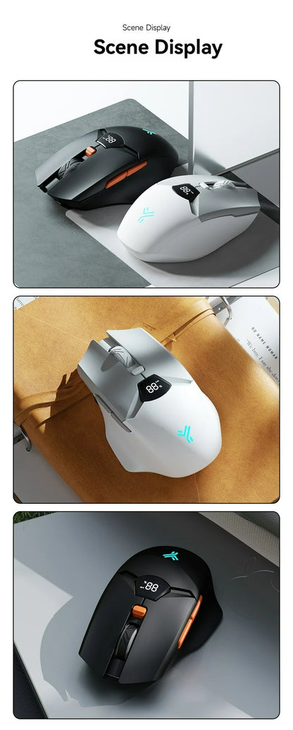 Bezprzewodowa mysz Bluetooth 2.4G z wyświetlaczem, akumulatorem 600mAh o dużej pojemności i cichymi przyciskami do gamingu oraz pracy biurowej